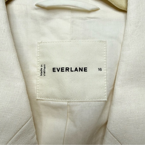 Everlane Oversized Linen Blazer Ivory White Single Breasted Jacket Size 16 NWOT - Picture 10 of 13